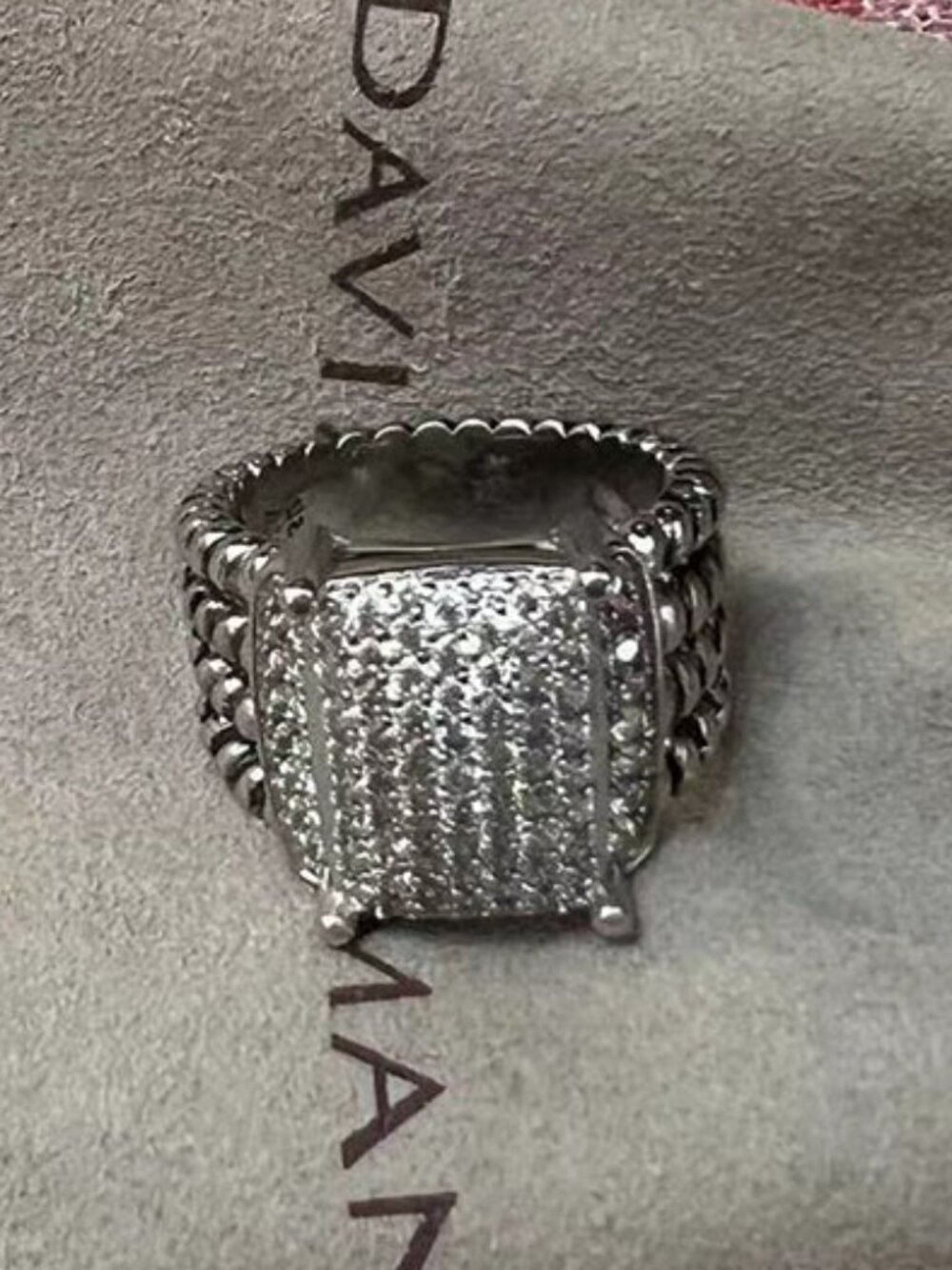 David Yurman Sterling Silver 925 Wheaton Pave Diamonds Ring